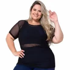 Blusa de Tule Transparente Fitness Plus Size, Blusa Tule Feminina Academia