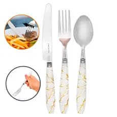 Kit 3 Jogo de Talheres Estilo Marmorizado Utensílios Lindo e Moderno