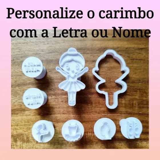 Kit Carimbo e cortador Personalizado Bailarina