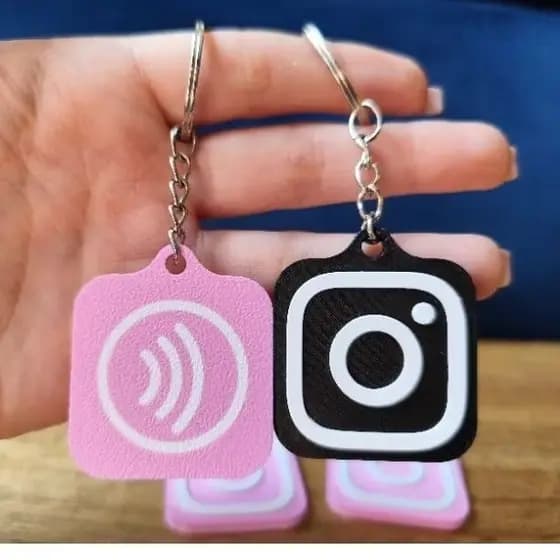 kit 2, 4 e 6 Chaveiros logo Instagram com NFC | Personalizado | Impressão 3D PLA | 3,5cm