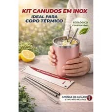 ​Kit 2 Canudos de Inox Ecológicos + Escova de Limpeza - Reutilizável e Sustentável 🌿🥤