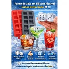 Forma de Gelo Premium – Cubos com Pontos de Dado (1 a 6) ✨🧊 Flexível – Alta Qualidade e Fácil de Desenformar 🧊✨