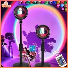 Lâmpada Pôr do Sol Sunset Projetor Led Luz Noturna 16 Cores Ajustáveis com Controle Remoto USB Casa Decoração