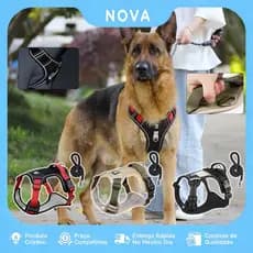 Porta-cães Coleira reflectora ajustável para animais pet de estimação com pega reforçada Colete Peitoral Caminhada