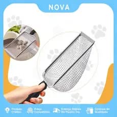 Pá Higiênica para Areia de Gato em Aço Inoxidável 304 -Peneira Coletora Antiferrugem para Limpeza de Caixa Sanitária