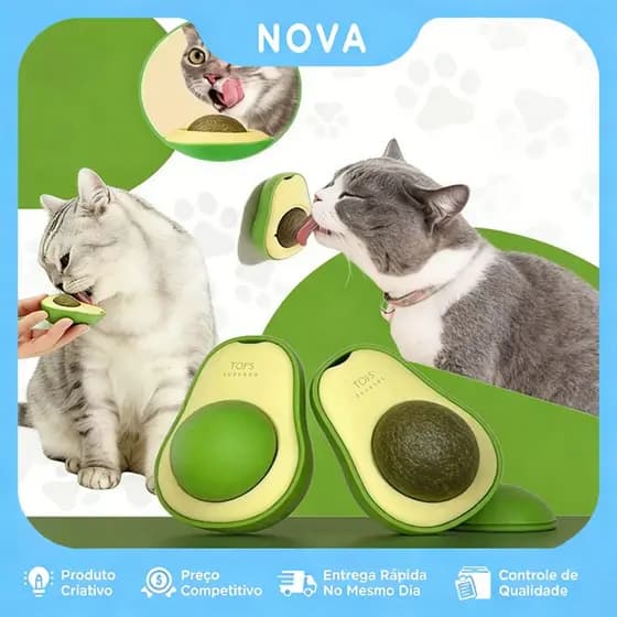 Abacate De Brinquedo Para Gatos Com Catnip Erva Gato Natural Bola de Lamber Limpeza dos Dentes Lanche
