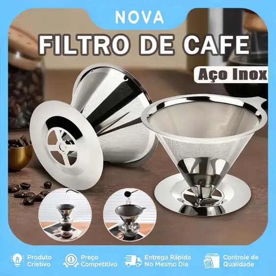 [Envio imediato]Filtro De Café Inox Coador de Café grande Sem Uso De Papel Reutilizável Pour Over