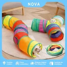 Túnel Colorido Gato Cachorro Interativo Labirinto Dobrável Pet Playground Toca Brinquedos Gatos
