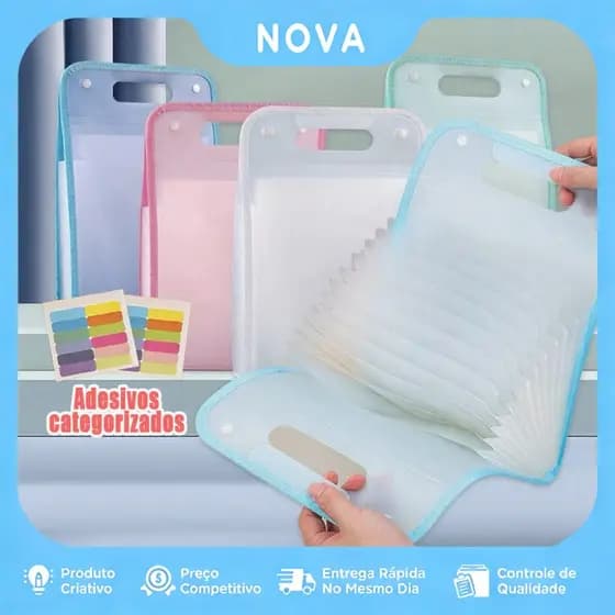 Pasta Sanfonada Para Documento Com 13 Divisórias Pasta Prancheta Tamanho A4 Organizadora de Material Escolar Escritório