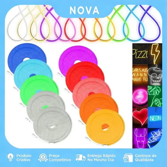 Fita LED Neon De 5 M : 2.5 Cm De Largura , Alto Brilho , Silicone Flexível-IP65 À Prova D'água , 12 V (Tável)