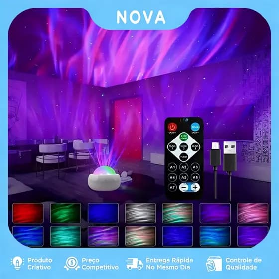 Projetor Estrela Aurora Onda De Água Onda Oceânica LED Com Remote Luzes Lâmpada