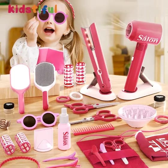Kit de Cabeleireiro Infantil Do Kit de Cabeleireira Chapinha e Secador C/ Som