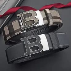 Cinto Masculino Premium de Couro Genuíno Cinto de Couro de Alta Qualidade com Fivela Automática Letra B Estilo Casual