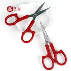 Tesoura de Bordado em Aço Inoxidável PIN [Cabeça Curva ou Reta] - Vermelha 13 cm/5,12 polegadas, Lâminas Afiadas para