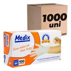 KIT 10 CAIXAS C/100 LUVAS PROCEDIMENTO C/ PÓ MEDIX
