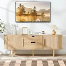 Suporte, Mesa de Console de TV Moderna com Compartimento de Armazenamento e 2 Gavetas, Centro de Entretenimento para Jog
