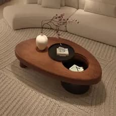 Mesa de Café de Madeira Maciça Estilo Vintage Moderno para Sala de Estar 2025 Irregular Nova Simples Pequena para Casa