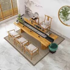 Nova Mesa de Chá de Estilo Chinês com Água Fluente, Mesa de Chá Integrada para Circulação, Mesa de Chá para Sala de Esta