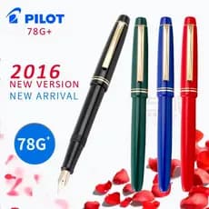 Caneta Tinteiro Pilot 78g 78g+ 22k Iridium Dourado para Estudantes Praticarem com Cartucho de Tinta e Conversor Con40