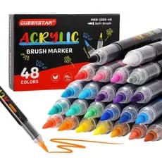 Marcadores de Cor Acrílica 48pcs Pontas Duplas Pintadas para Madeira Cerâmica Festival Caixa Diy Conjunto de Marcadores