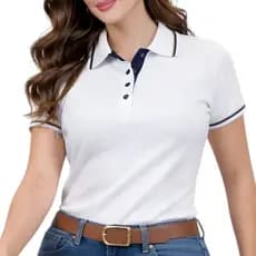 Camisa Gola Polo Feminina Baby Look Manga Curta