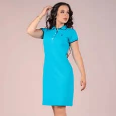 Vestido Casual Gola Polo Feminino Malha Piquet Original