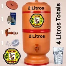 Filtro de Barro 4 Litros Completo Tradicional com Vela, Boia e Torneira Jaboticabal Bebedouro D'água