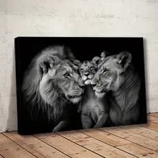 Quadro decorativo Sala Família Leão Preto e Branco Decoração de Escritório Quarto ENVIO IMEDIATO