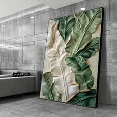 Quadro Decorativo Sala Gigante Folhas Tropicais Decoração Para Quarto Escritório