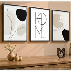 Quadros Decorativos 3 Peças Abstrato Geométrico Trio Nordic Sala Quarto Hall Home