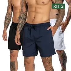 Kit 3 Bermudas Tactel com elastano masculina