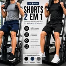 Kit 3 Peças Shorts 2 em 1 Bermuda De Academia Masculino Treino de Compressão Interna Com Bolso