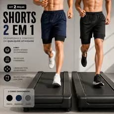 KIT 2 Shorts Masculino 2 em 1 Para Treinos Corrida