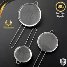Peneiras Coador Manual Aço Inox 8, 10 e 12cm Utensilios Cozinha Restaurante Lanchonete