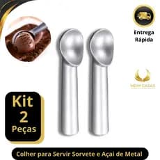 Colher Para Sorvete e Açaí Bola Profissional Grande de Metal Resistente Sorveteria Lanchonete