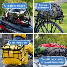 Rede Elástica Aranha com Ganchos Metal para Moto Bicicleta Carga Alta Resistência e Fixação Segura