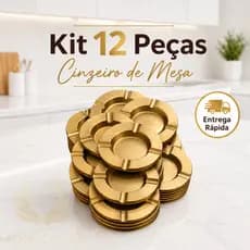 Cinzeiro Metal Redondo Dourado Resistente Lavável - 6 ou 12 Peças