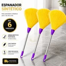 Kit 3 ou 6 Espanadores de Pó Sintético 37cm para Móveis  Poeira Pó Limpeza Suave Eficaz