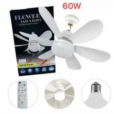 Ventilador Luminária Led 6 Pás Lâmpada Soquete Bocal E27 Teto 3 Cores Luz Branco Amarelo Bivolt