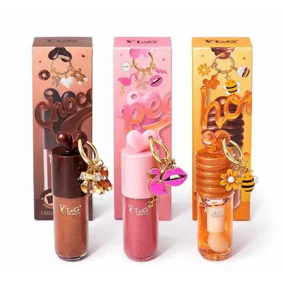 Lip Oil Hidratante brilho + Chaveirinho, Chocolate, Mel e Pêssego - T&G Tango