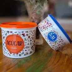 Kit Pote Cozinha Açucar e Sal Armazenar Linha Floral Tampa com Vedação