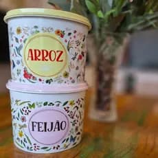 Kit Pote de Cozinha Arroz e Feijão Mantimentos Cozinha Armazenar Linha Floral