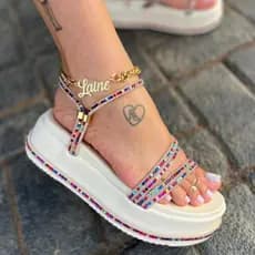 Sandália papete Feminina Plataforma Flatform Tratorada