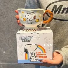Caneca de Cerâmica Snoopy de Alto Valor, Copo de Água Fofo, Leite Doméstico, Xícara de Café, Presente de Aniversário par