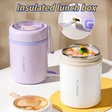 Marmita elétrica USB de 600ML, térmica de aço inoxidável 304 com bolsa, aquecedor de alimentos para B 0239
