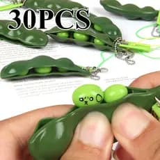 30 Peças de Alívio de Estresse, Brinquedo de Ventilação, Chaveiro de Ervilha, Música de Amassar e Infinito, Edamame Le P