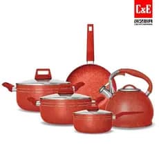 Materiais saudáveis, utensílios de cozinha premium, conjunto de panelas com chaleira, várias cores panelas de cerâmica