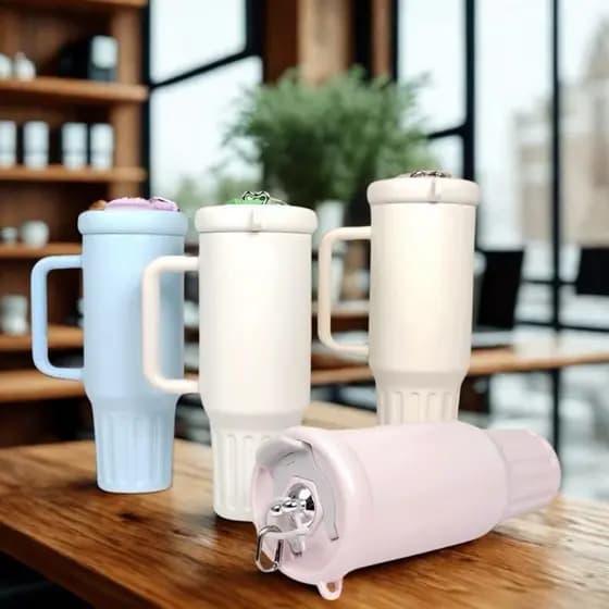 Copo Térmico 1200 ml Com Canudo Material Inoxidável Tampa 2 Funções Alça Aberto ou Fechada-BWB