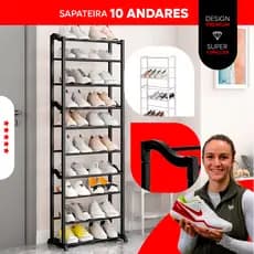 Sapateira Portatil 30 Pares Com 10 Andares Sapatos Desmontável Resistente Organizador Multiuso -A01
