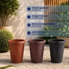 Kit 12 Vasos Gregos Redondos 5L Plástico Para Plantas Jardim Varanda Flores Decoração Cachepô